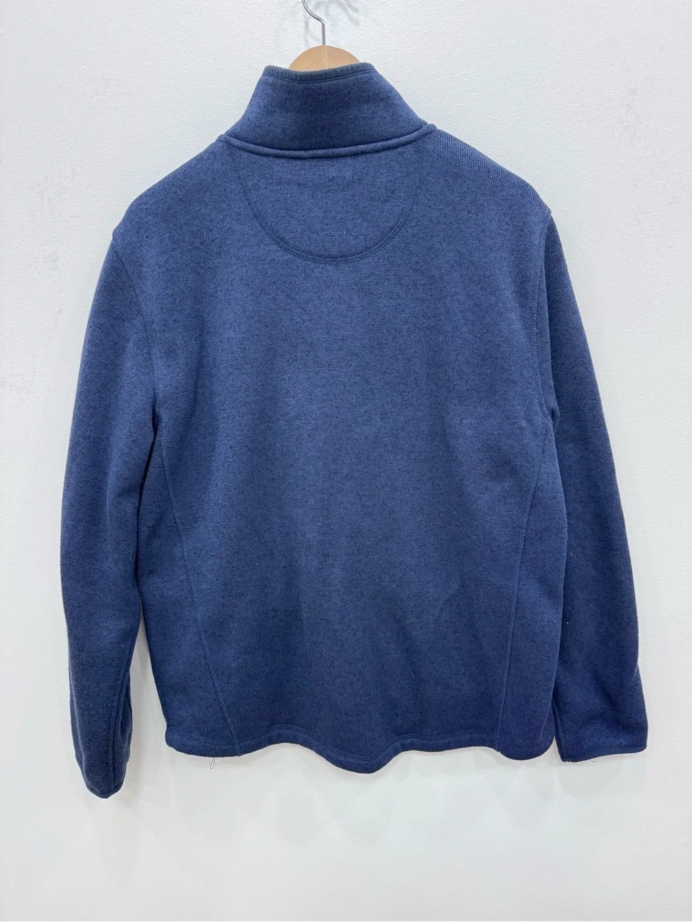 L.L. Bean Sweater Fleece Full Zip Jacket Navy Blue warm cozy classic style Lg